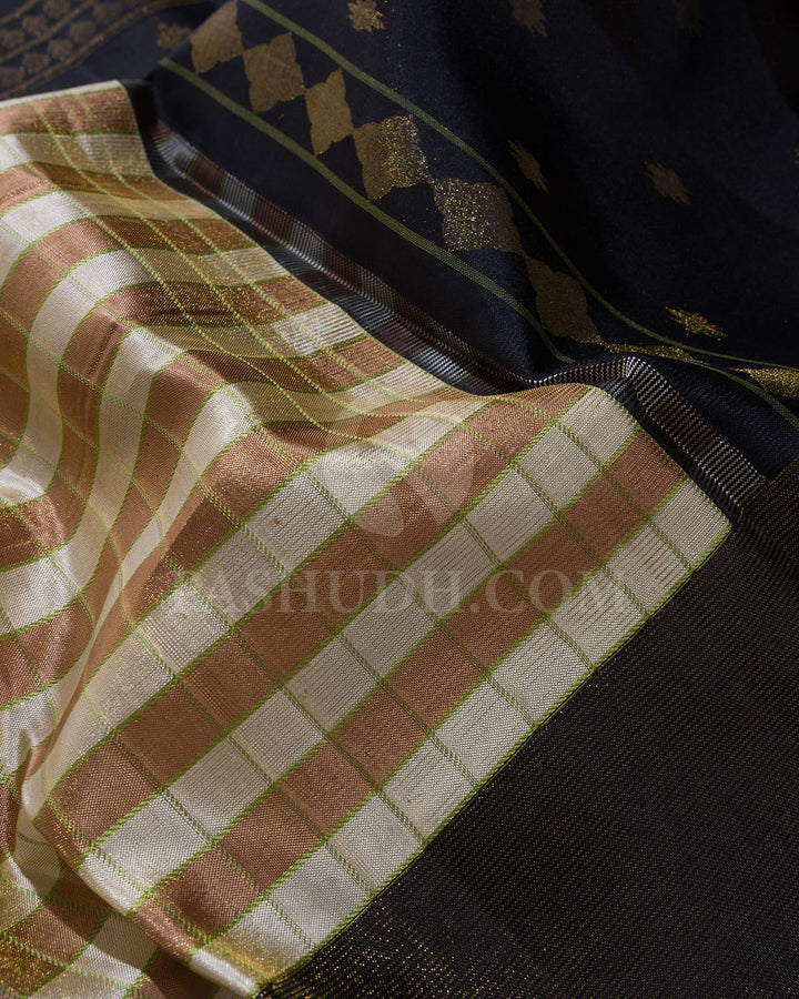 Half White And Beige Kanjivaram Silk Saree-DJ413(A)
