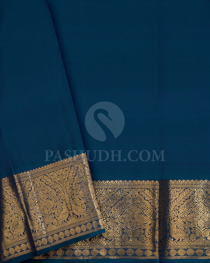 Bright Rani Pink With Cobalt Blue Bridal Kanjivaram Silk Saree-SP356