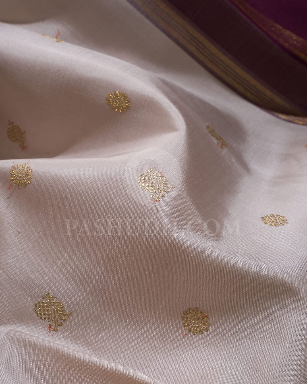 Cream With Paaku Pure Zari Kanjivaram Silk Saree-SP367