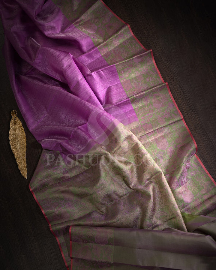 Lavender And Peach Kanjivaram Silk Saree-DJ376(B)