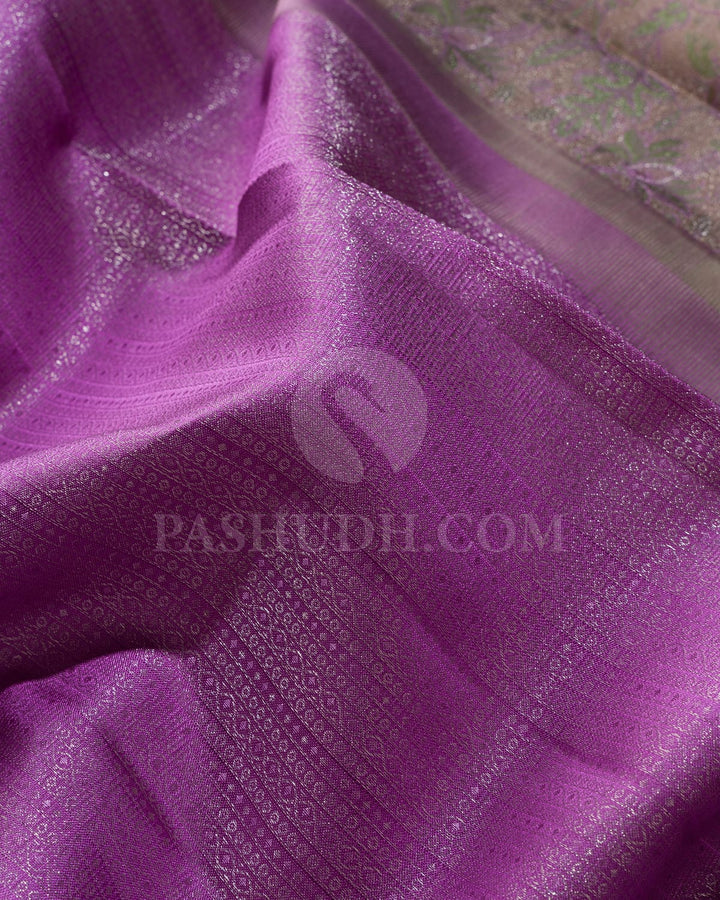 Lavender And Peach Kanjivaram Silk Saree-DJ376(B)
