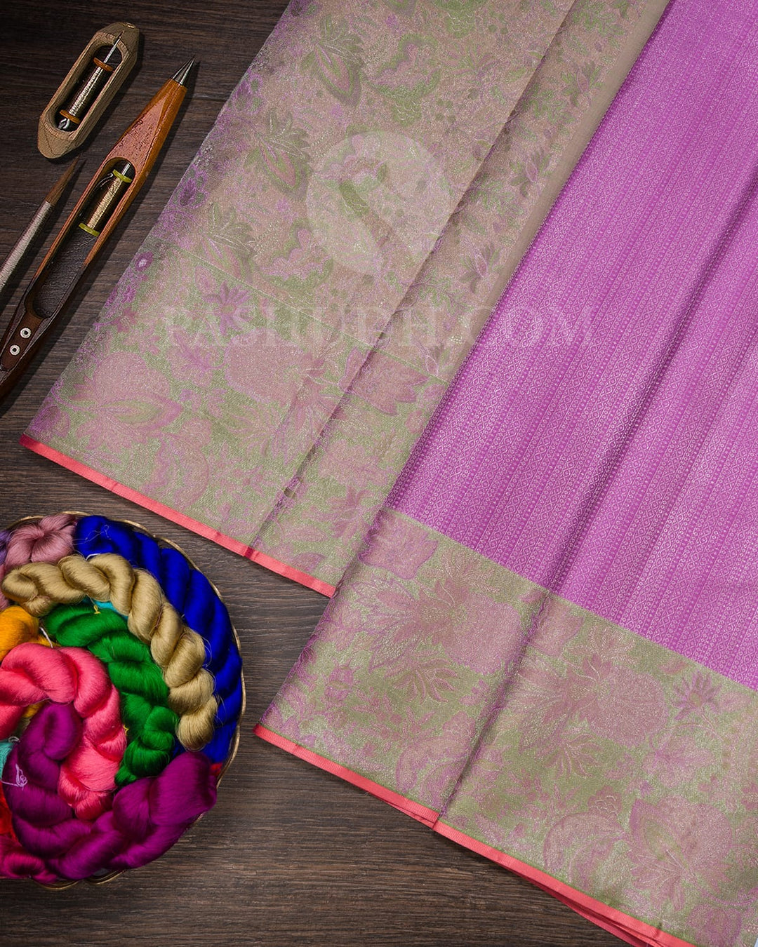 Lavender And Peach Kanjivaram Silk Saree-DJ376(B)