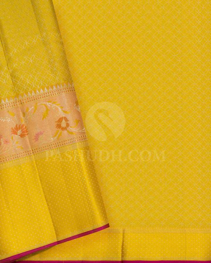 Golden Beige With Yellow Kanjivaram Silk Saree-D663(B)
