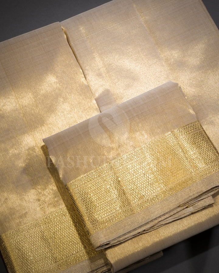 Beige Shimmer Dhothi Set With Beige Shimmer Shirt-V41