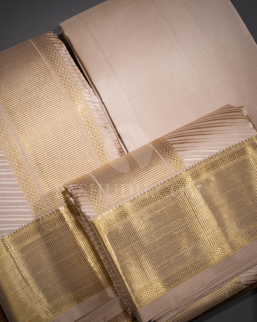 Beige Pure Silk Dhothi Set With Beige Shirt-V40
