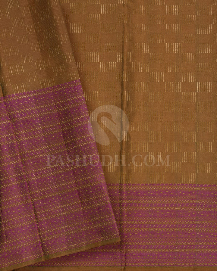 Antique Gold With Purple Kanjivaram Silk Saree-D631(C)