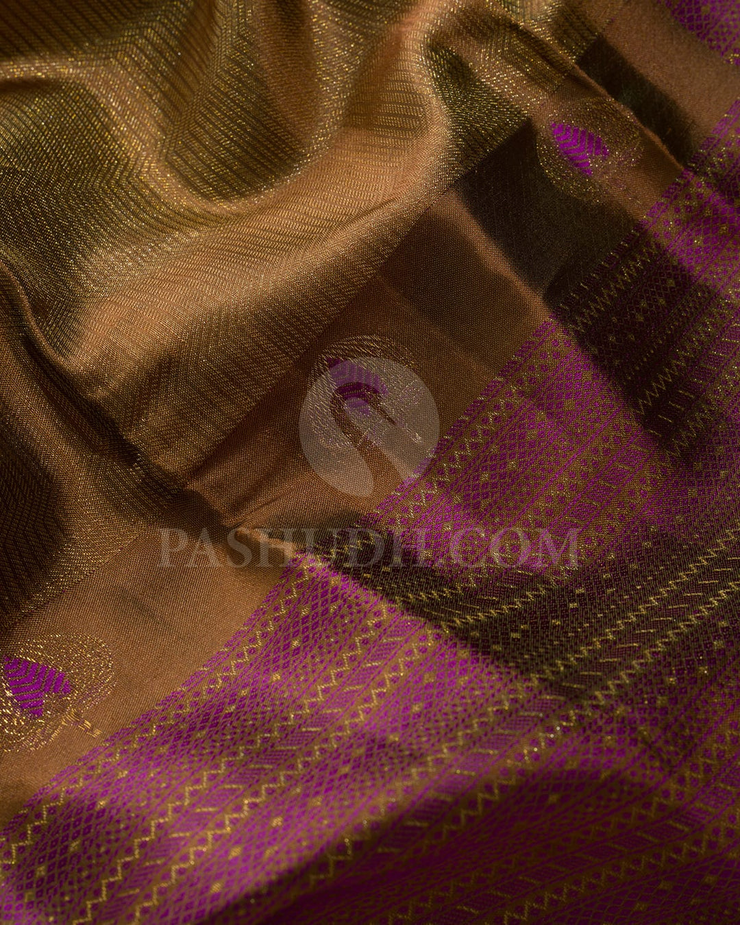 Antique Gold With Purple Kanjivaram Silk Saree-D631(C)