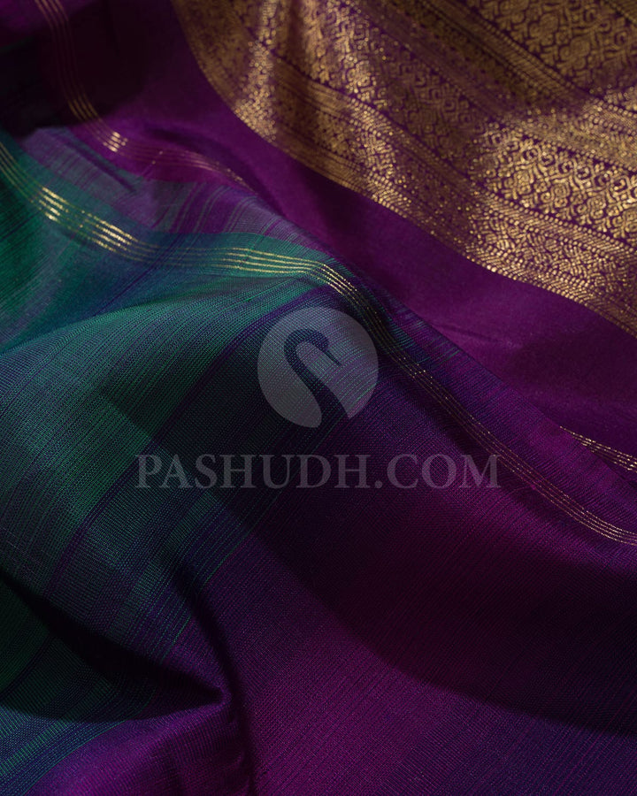 Purple With Green Kanjivaram Silk Saree-S1608(A)