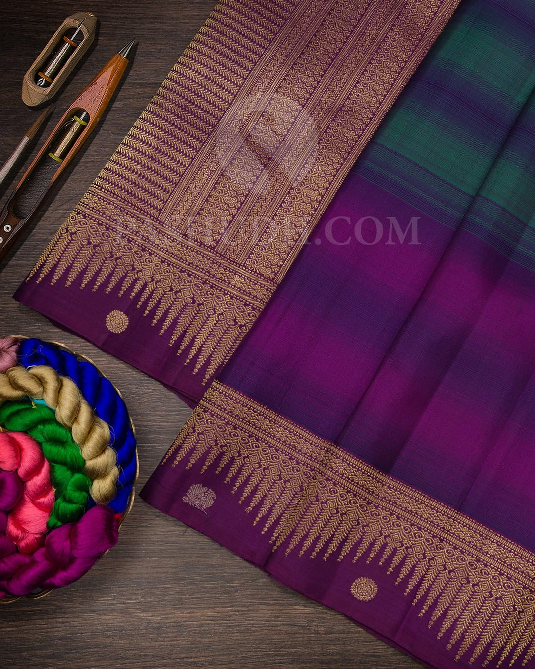 Purple With Green Kanjivaram Silk Saree-S1608(A)