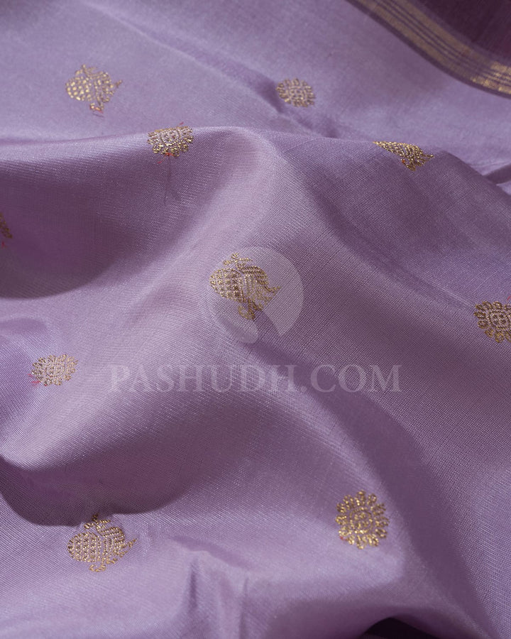 Lavender,Paaku,Emerald Green Pure Zari Kanjivaram Silk Saree-SP368