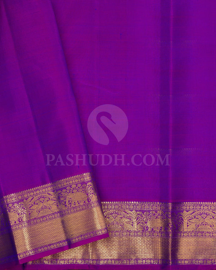 Peacock Blue With Magenta Vairaoosi Kanjivaram Silk Saree-SP366