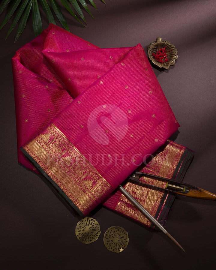 Bright Rani Pink Kanjivaram Silk Saree-SP363