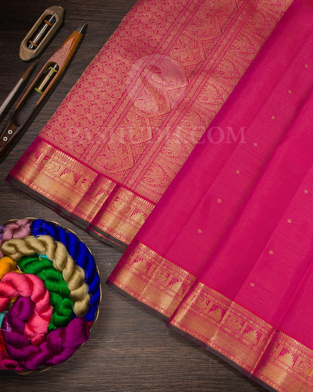 Bright Rani Pink Kanjivaram Silk Saree-SP363