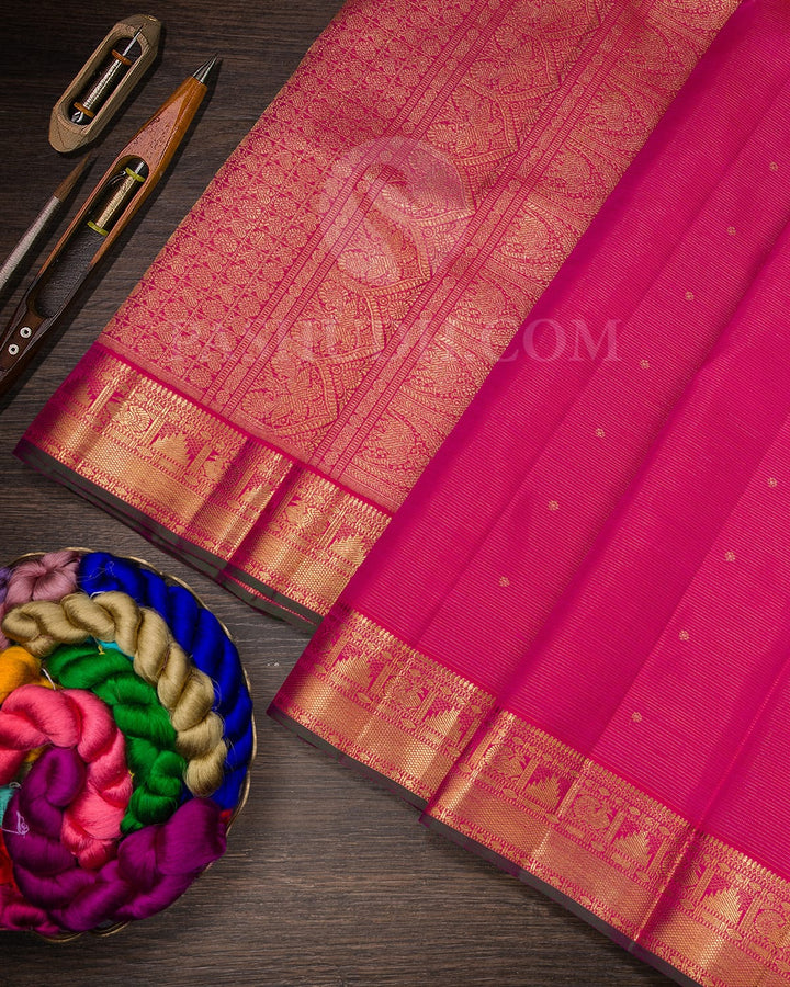 Bright Rani Pink Kanjivaram Silk Saree-SP363