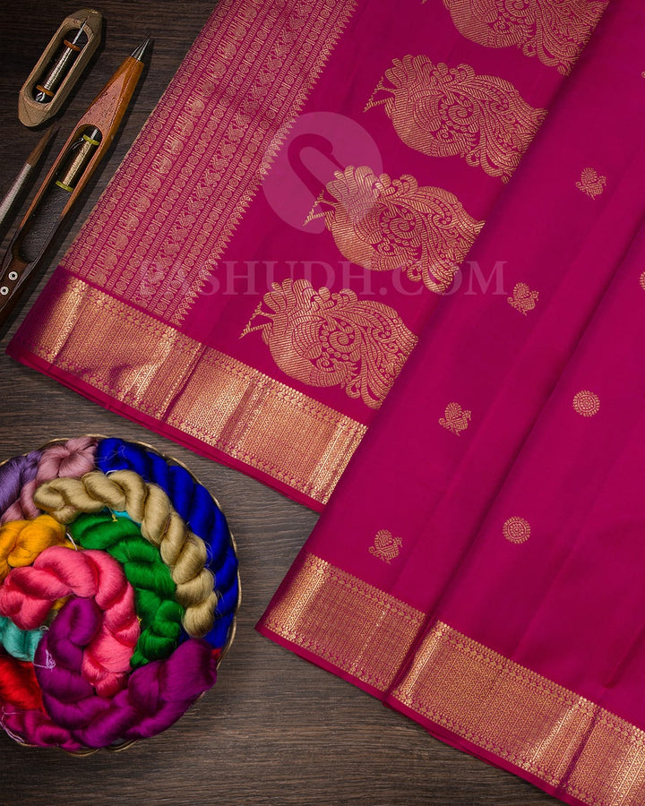 Rani Pink Kanjivaram Silk Saree-SP355