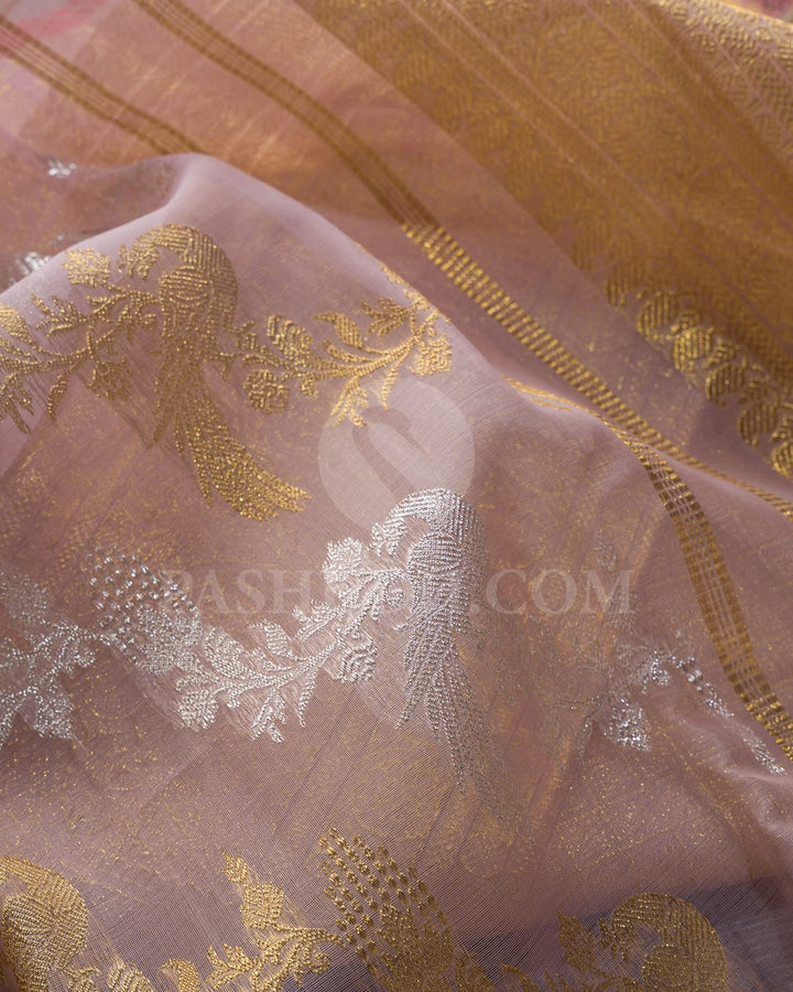 Baby Pink Organza Kanjivaram Silk Saree-SP383