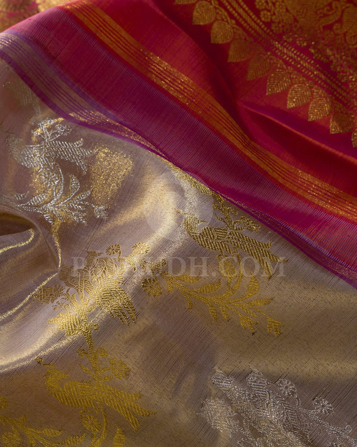 Grey Shimmer Bridal Kanjivaram Silk Saree-SP380