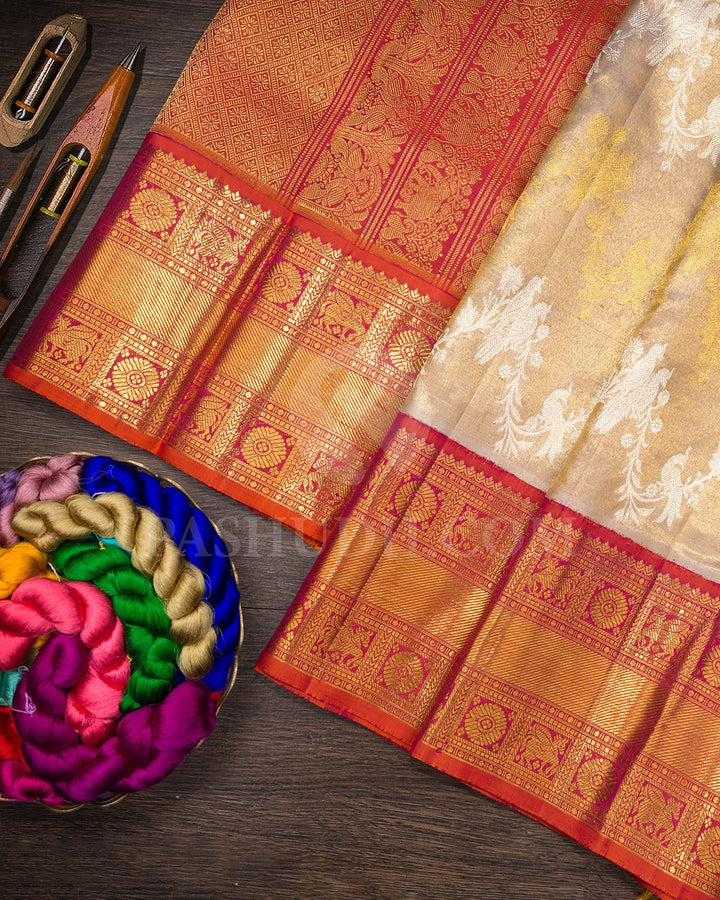 Grey Shimmer Bridal Kanjivaram Silk Saree-SP380