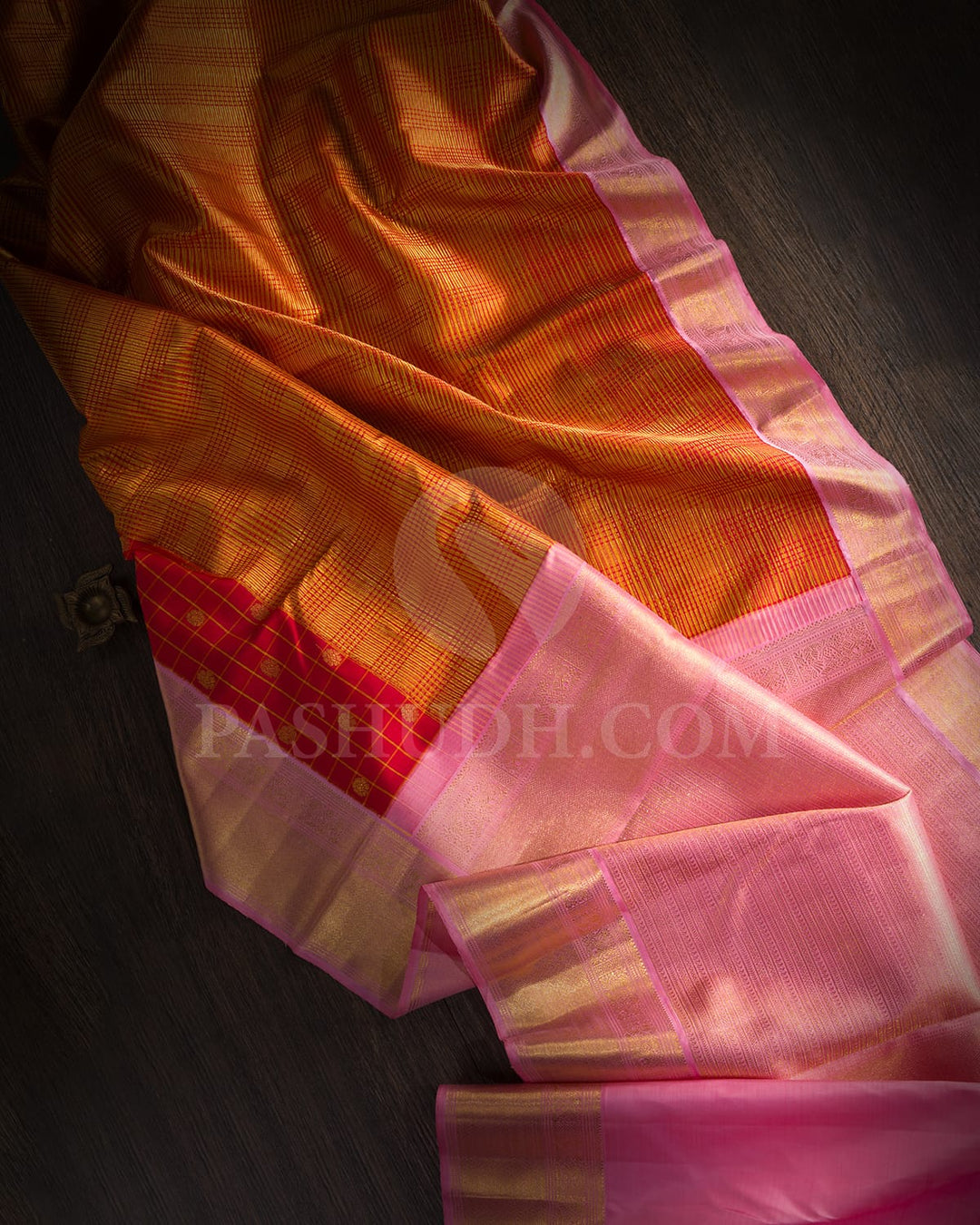 Red With Baby Pink Kanjivaram Silk Saree-S1632(A)