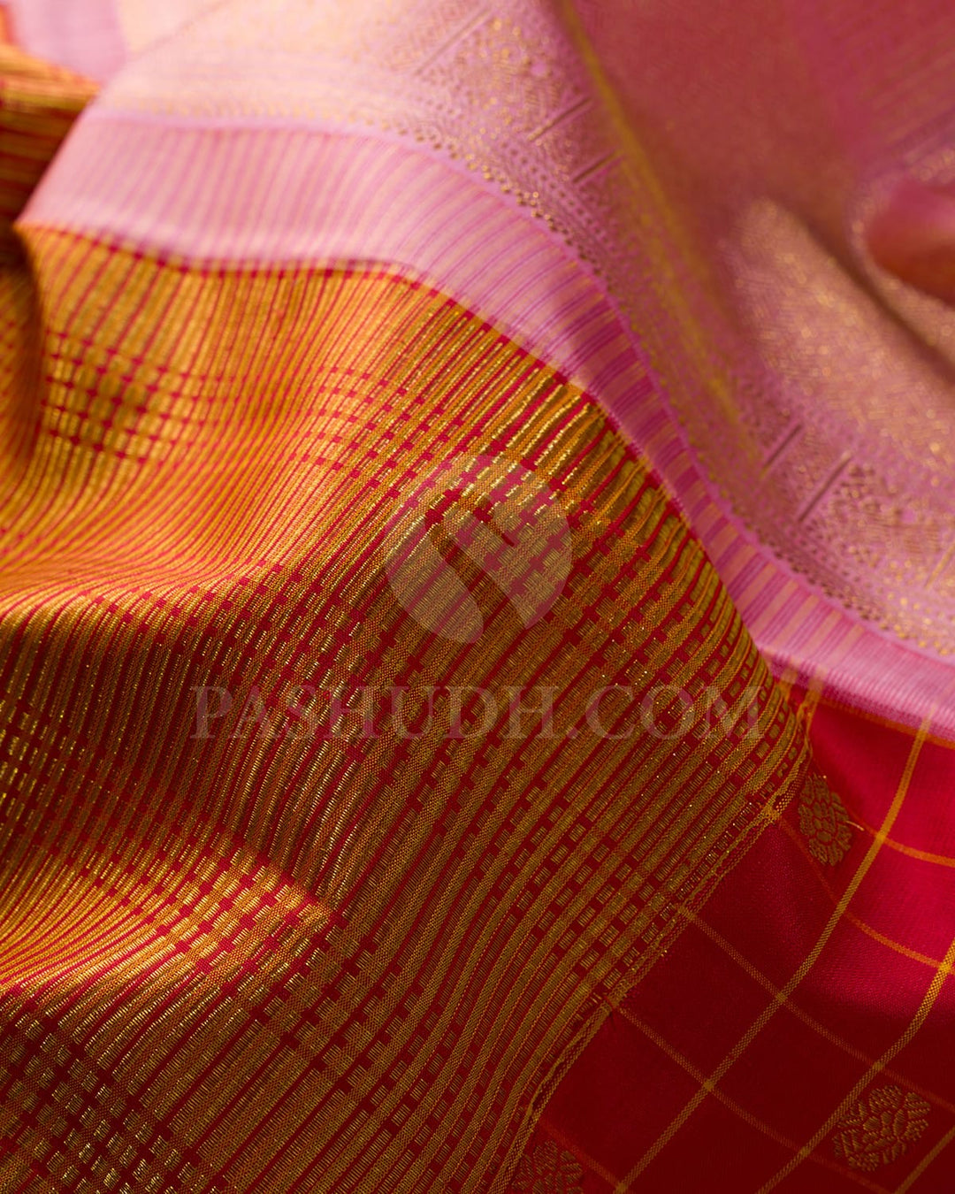 Red With Baby Pink Kanjivaram Silk Saree-S1632(A)