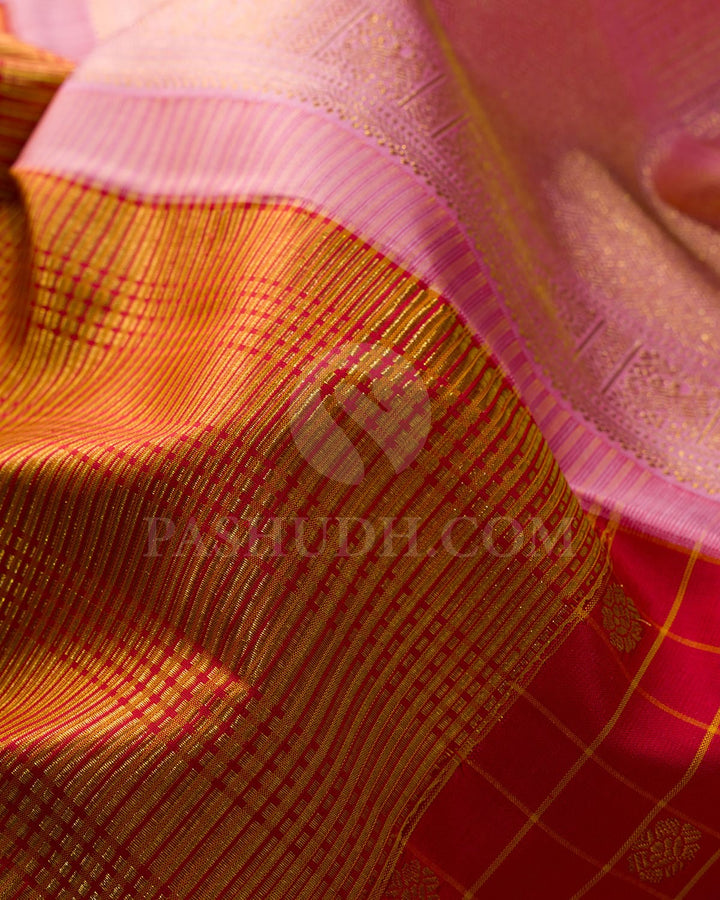 Red With Baby Pink Kanjivaram Silk Saree-S1632(A)