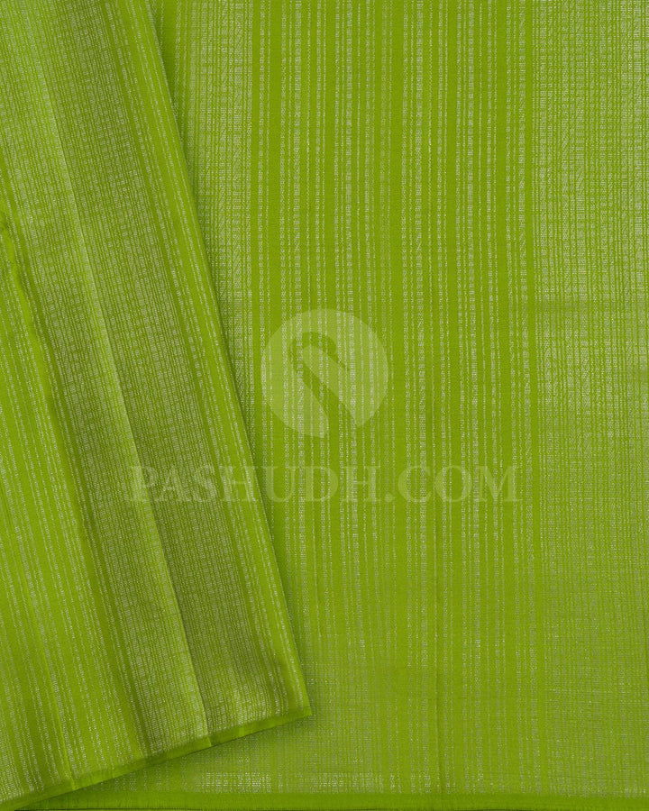Teal And Pear Green Kanjivaram Silk Saree-DJ415(C)