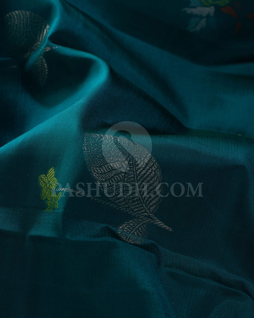 Teal And Pear Green Kanjivaram Silk Saree-DJ415(C)