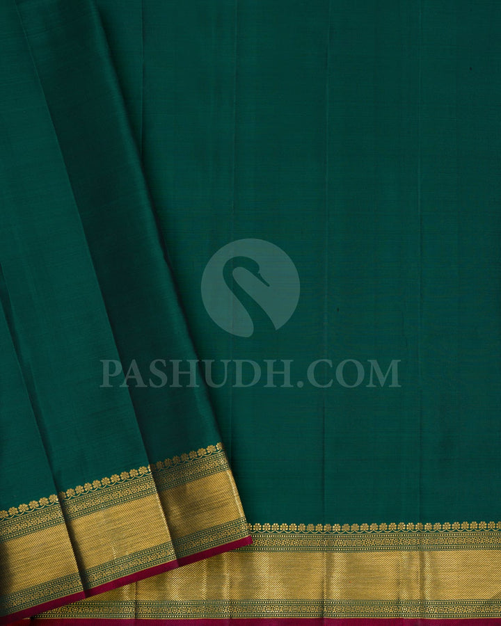 Bottle Green Bridal Kanjivaram Silk Saree-S1571(C)