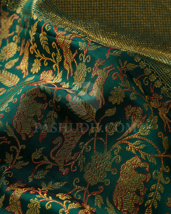 Bottle Green Bridal Kanjivaram Silk Saree-S1571(C)