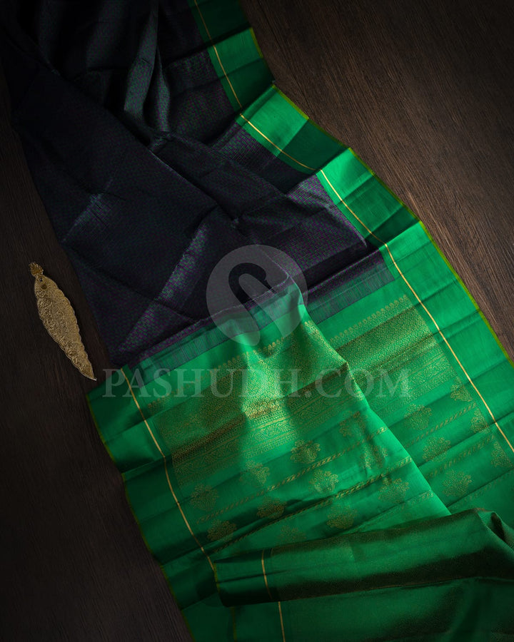 Emerald Green,Pink And Royal Blue Kanjivaram Silk Saree-DJ417(A)