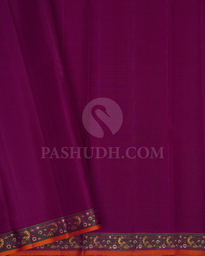 Orange And Maroon With Magenta Kanjivaram Silk Saree-DJ419(A)