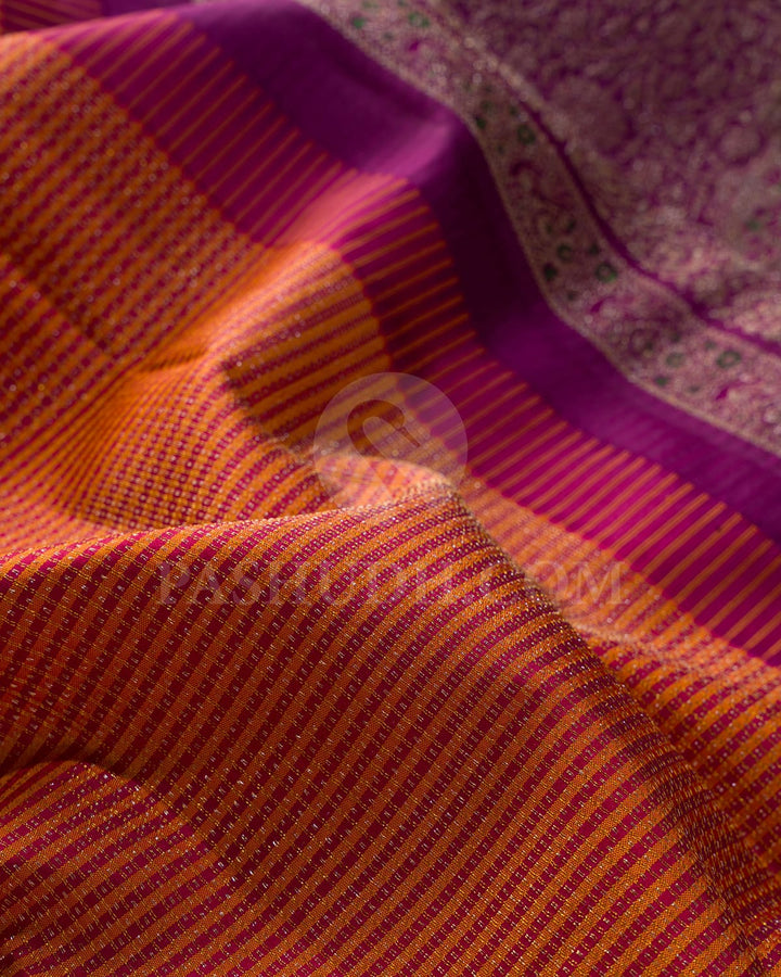 Orange And Maroon With Magenta Kanjivaram Silk Saree-DJ419(A)