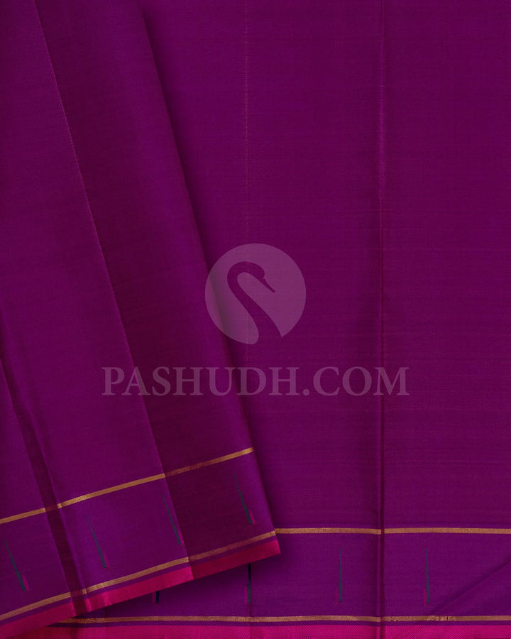 Turquoise Blue With Violet Kanjivaram Silk Saree-S1629(A)