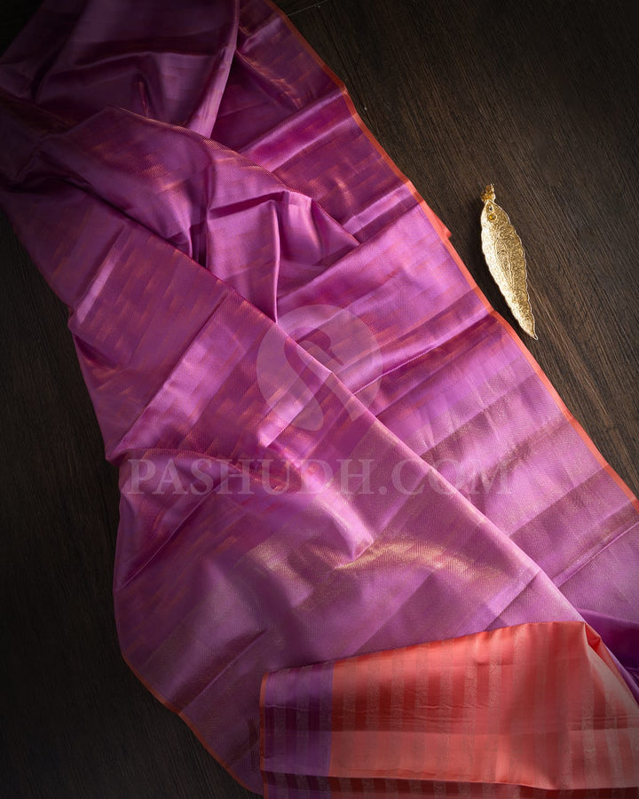 Lavender With Peach Borderless Traditional Kanjivaram Silk Saree-DJ418(A)