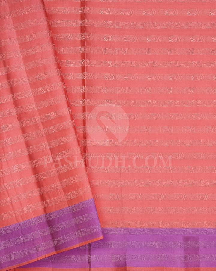 Lavender With Peach Borderless Traditional Kanjivaram Silk Saree-DJ418(A)