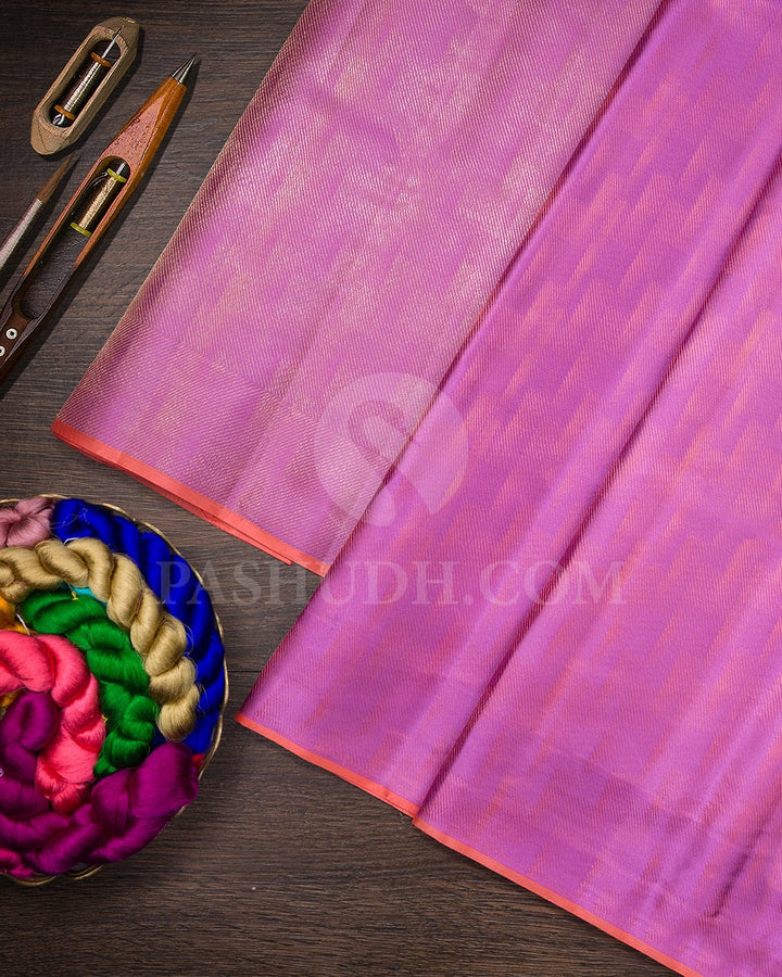 Lavender With Peach Borderless Traditional Kanjivaram Silk Saree-DJ418(A)