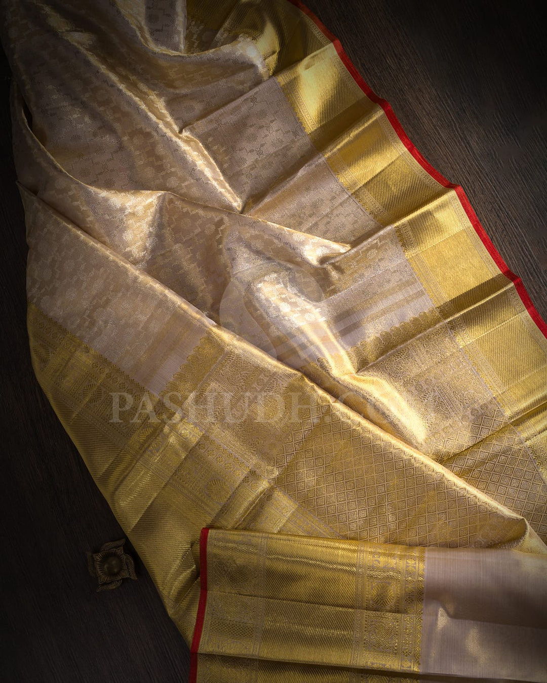 Grey Tissue Shimmer Kanjivaram Silk Saree-SP379