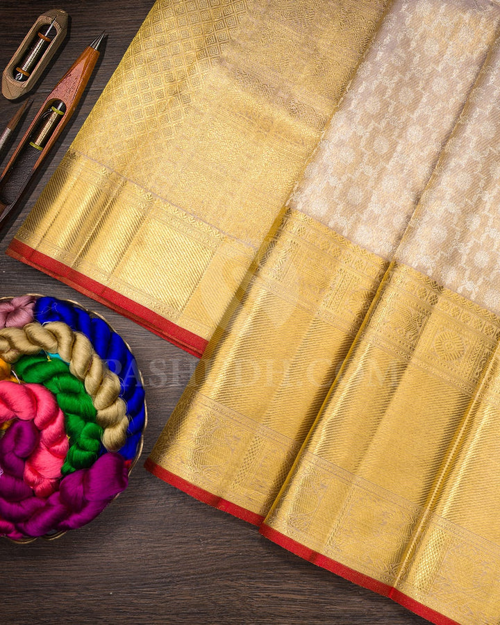 Grey Tissue Shimmer Kanjivaram Silk Saree-SP379