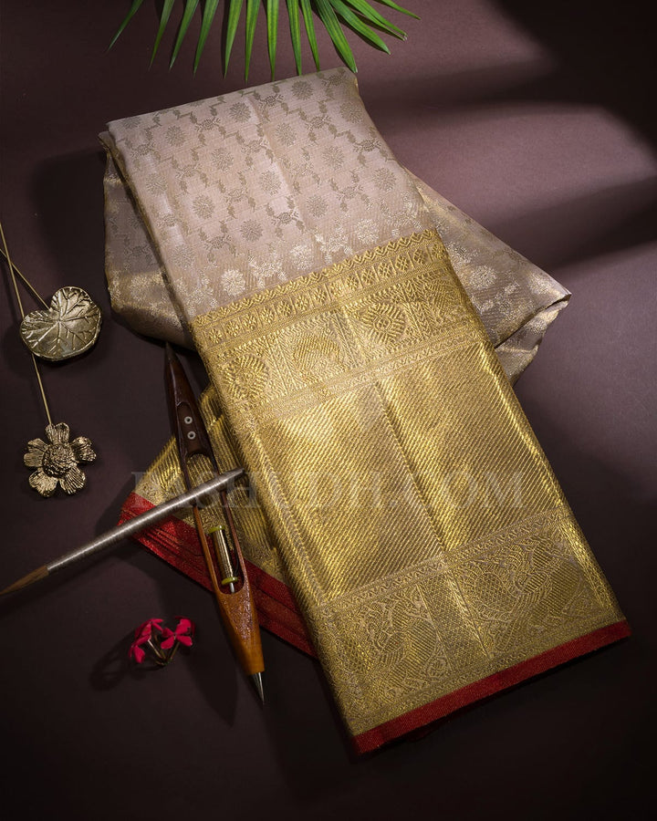 Grey Tissue Shimmer Kanjivaram Silk Saree-SP379