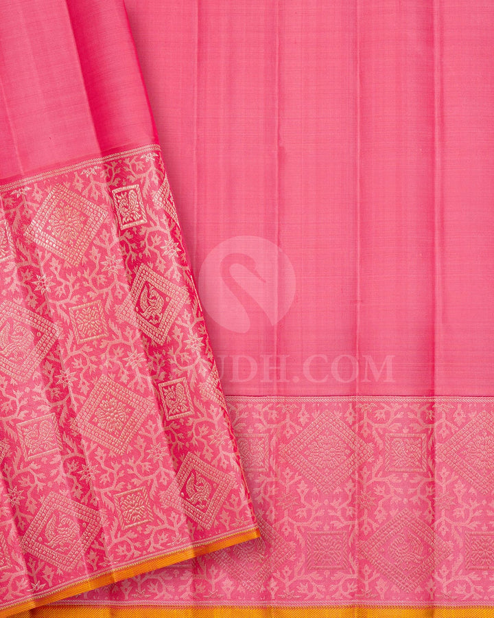 Lavender With Baby Pink Kanjivaram Silk Saree-S1627(A)