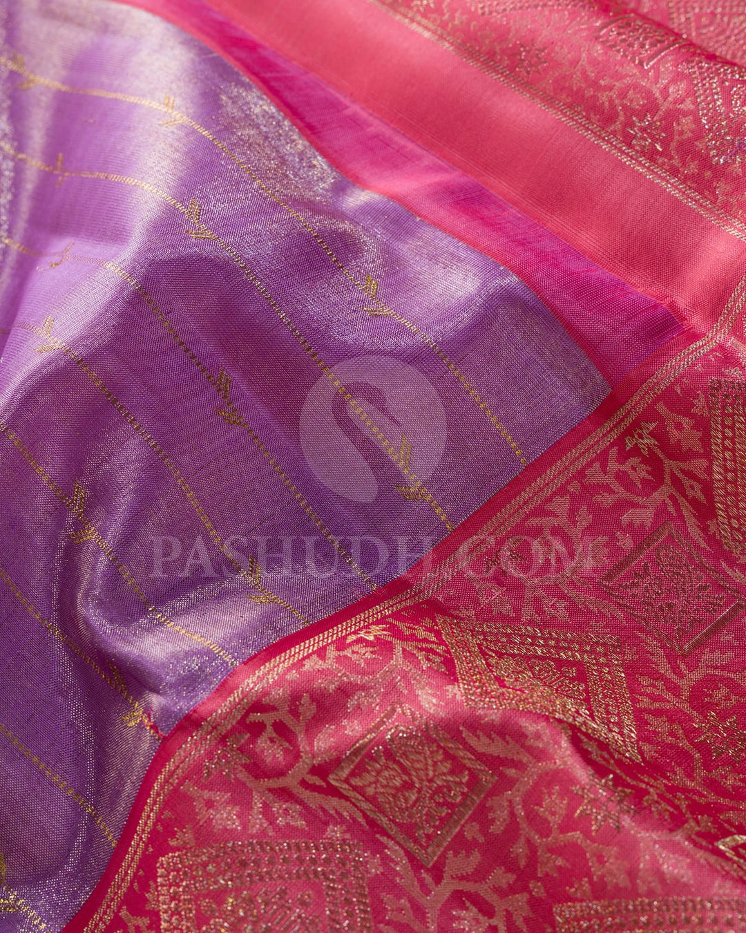 Lavender With Baby Pink Kanjivaram Silk Saree-S1627(A)