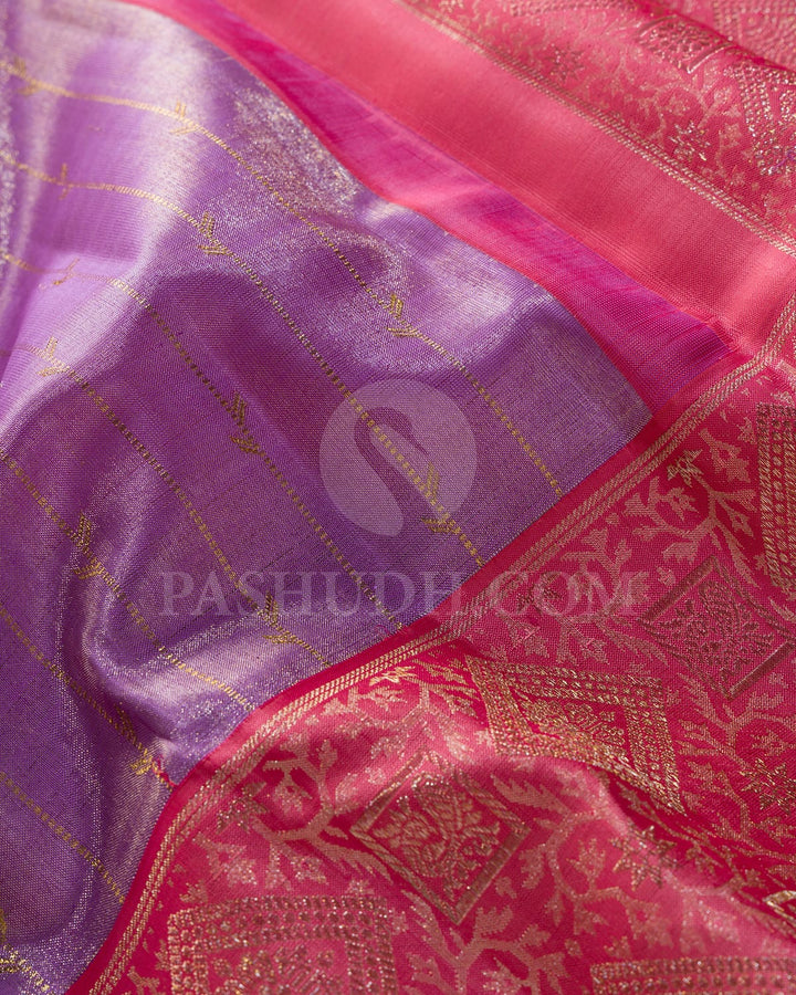 Lavender With Baby Pink Kanjivaram Silk Saree-S1627(A)