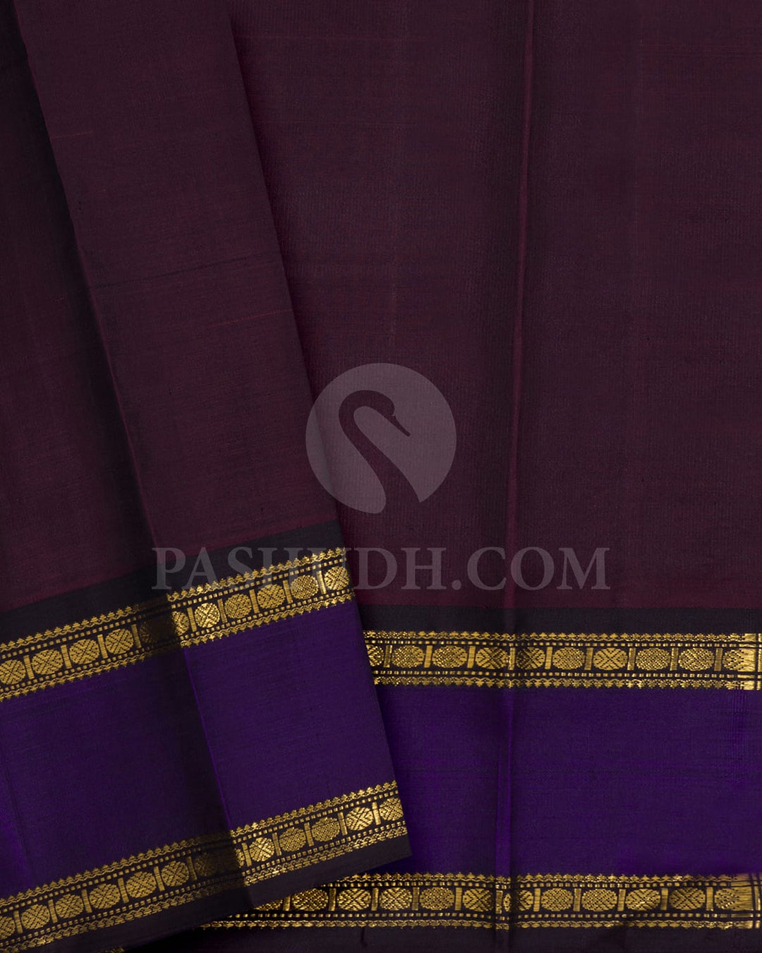 Mustard Yellow And Navy Blue Pure Zari Kanjivaram Silk Saree-SP373