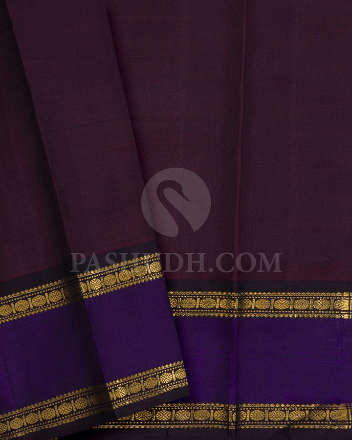 Mustard Yellow And Navy Blue Pure Zari Kanjivaram Silk Saree-SP373