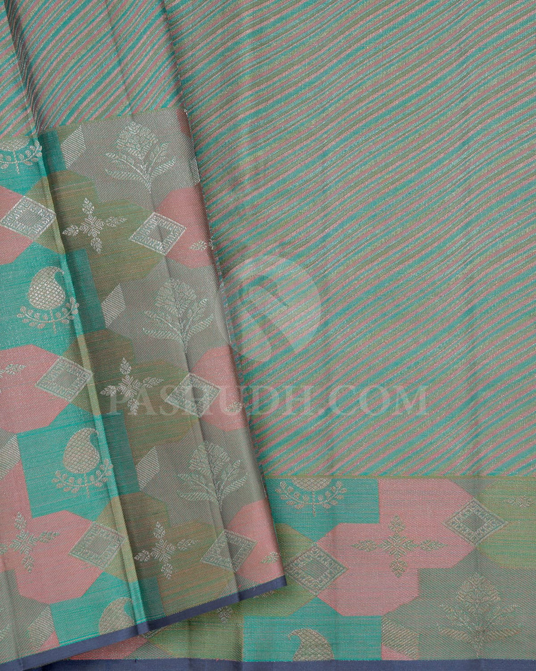 Grey With Multihued Kanjivaram Silk Saree-DJ424(B)