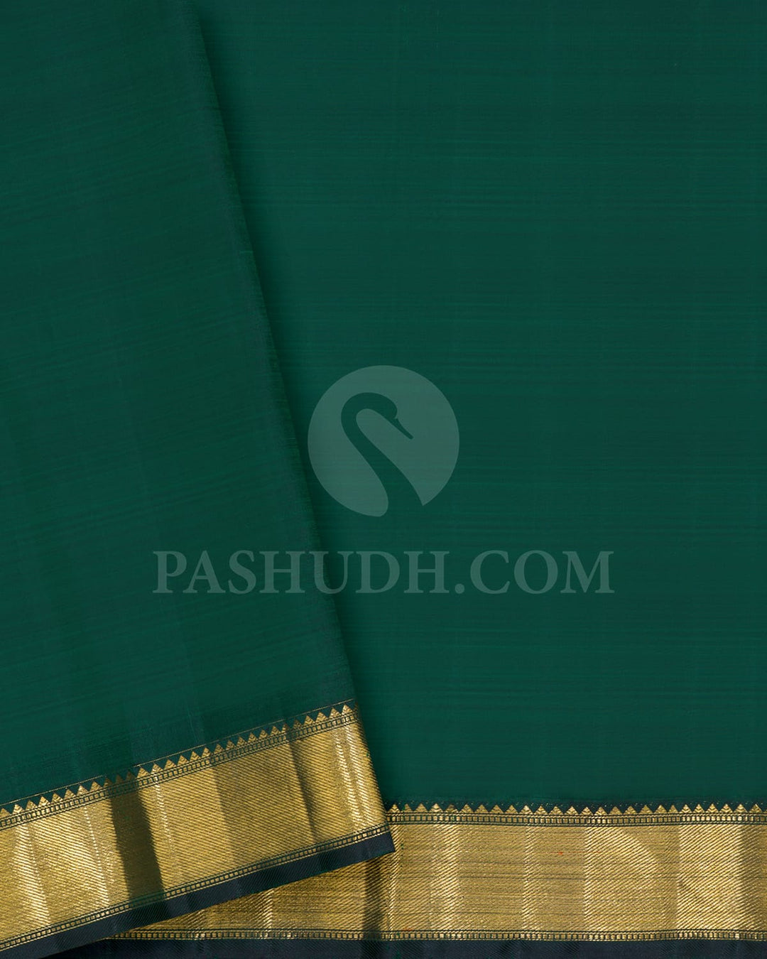 White Beige With Bottle Green Bridal Kanjivaram Silk Saree-S1624(A)