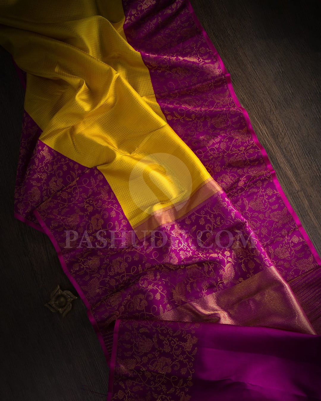 Yellow With Purple Kanjivaram Silk Saree-S1631(A)