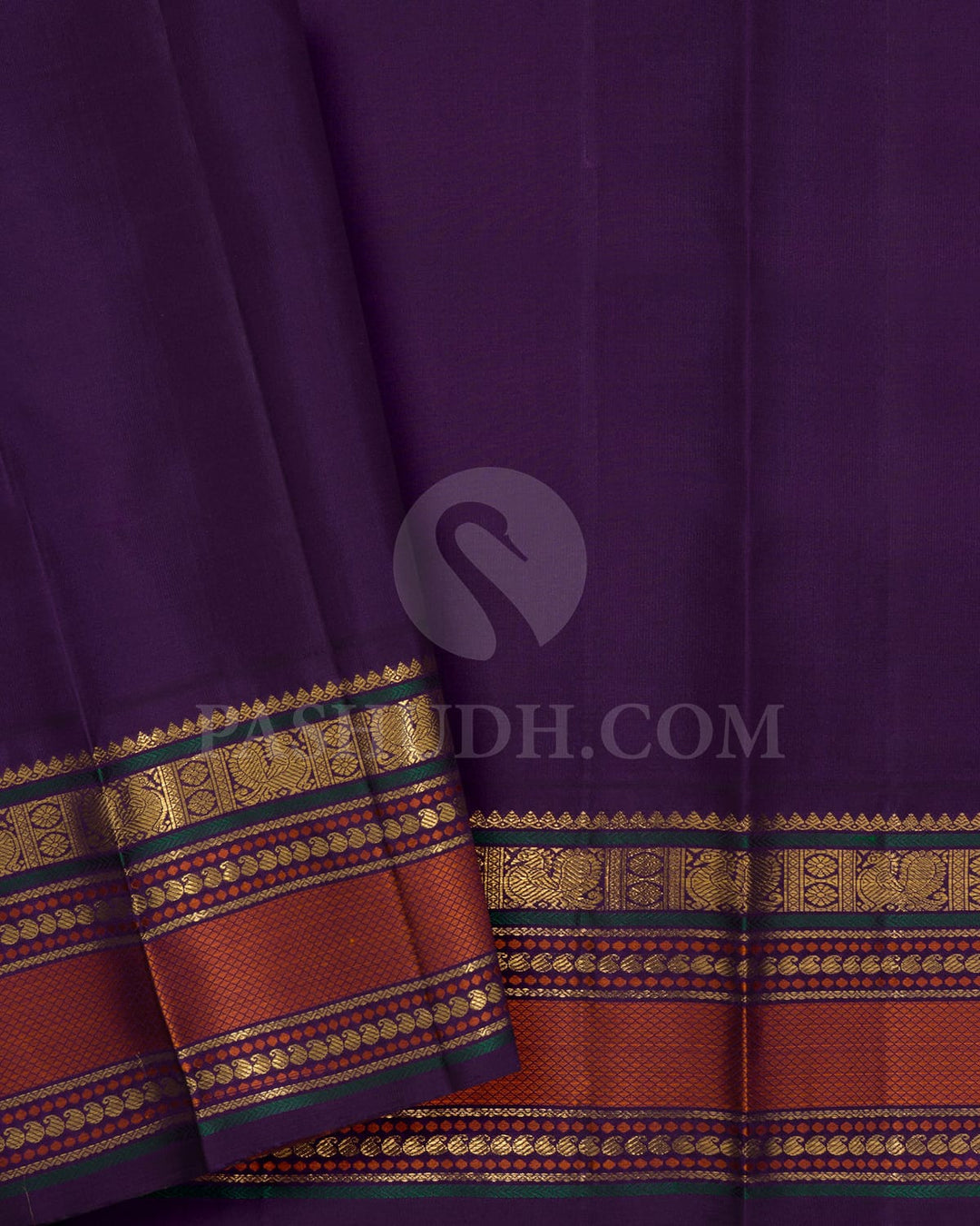 Pista Green With Purple Pure Zari Kanjivaram Silk Saree-SP372