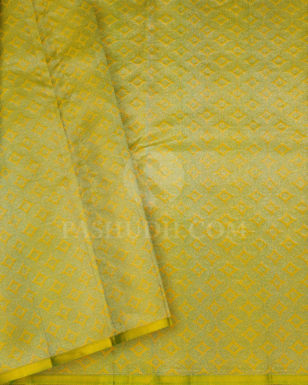 Turquoise With Golden Yellow Kanjivaram Silk Saree-DJ422(A)