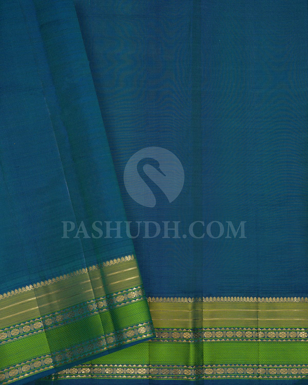 Green-Blue And Denim Blue Kanjivaram Silk Saree-DJ381(D)
